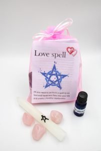 A picture of the contents of a love spell