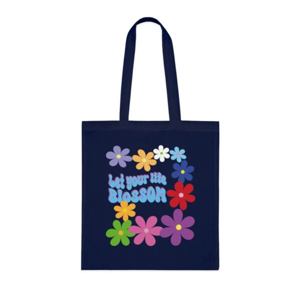 Let your life blossom Tote bag, Vintage flower power inspirational tote shoulder bag, reusable bag, bright colours printed Cotton Tote