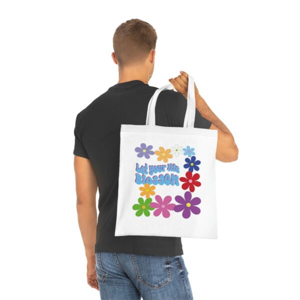 Let your life blossom Tote bag, Vintage flower power inspirational tote shoulder bag, reusable bag, bright colours printed Cotton Tote - Image 10