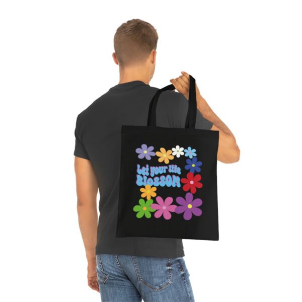 Let your life blossom Tote bag, Vintage flower power inspirational tote shoulder bag, reusable bag, bright colours printed Cotton Tote - Image 15