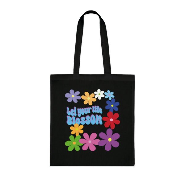 Let your life blossom Tote bag, Vintage flower power inspirational tote shoulder bag, reusable bag, bright colours printed Cotton Tote - Image 11