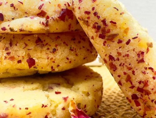 Rose shortbread, a beautifully lush biscuit to enjoy with your "just before bed" cup of tea.